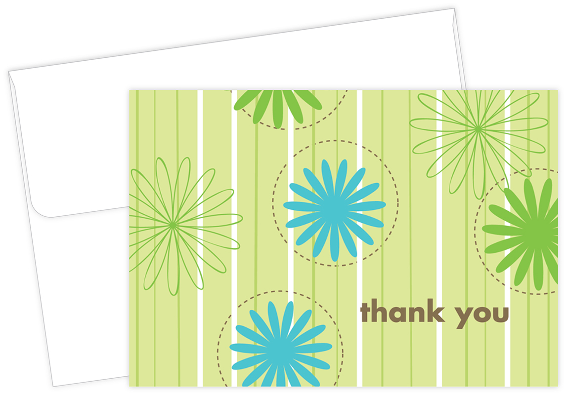 Daisy Stripes Thank You Notecard 24CT