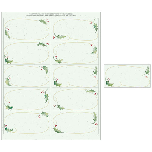 Holly Bunch Shipping Label - 50 Count