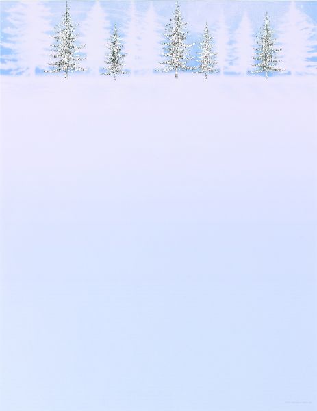 Winter Treeline Foil Letterhead - 40 Count