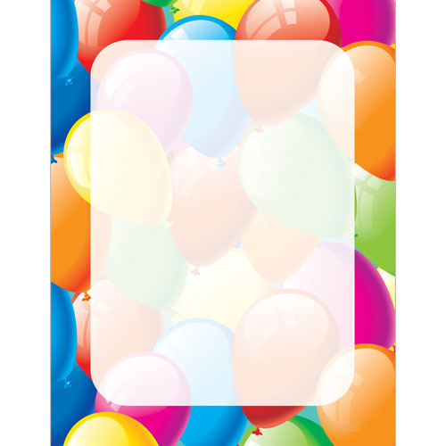 Stonehouse Collection Balloon Border Stationery Party Theme Printer Paper 8.5 x 11-60 Letterhead Sheets 