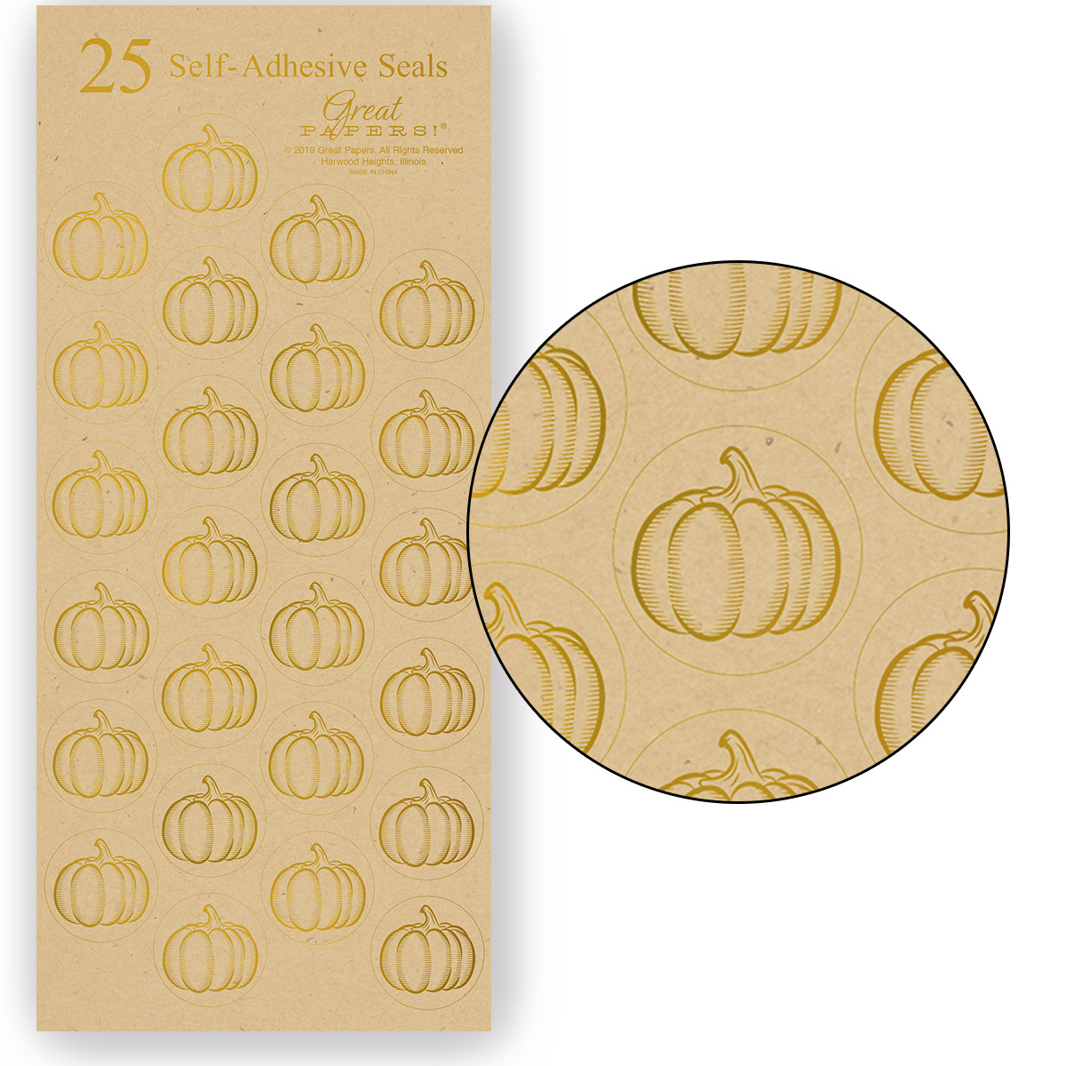 Fall Pumpkins Kraft Seals - 25 Count