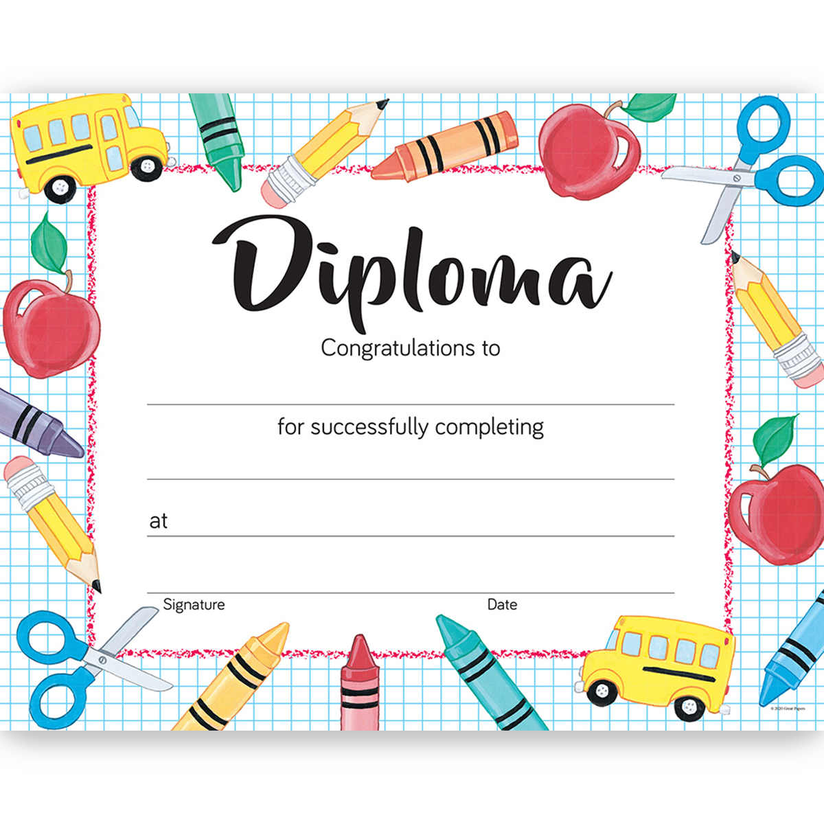 School papers. The Diploma for Printing. Kids School Diploma pdf.
