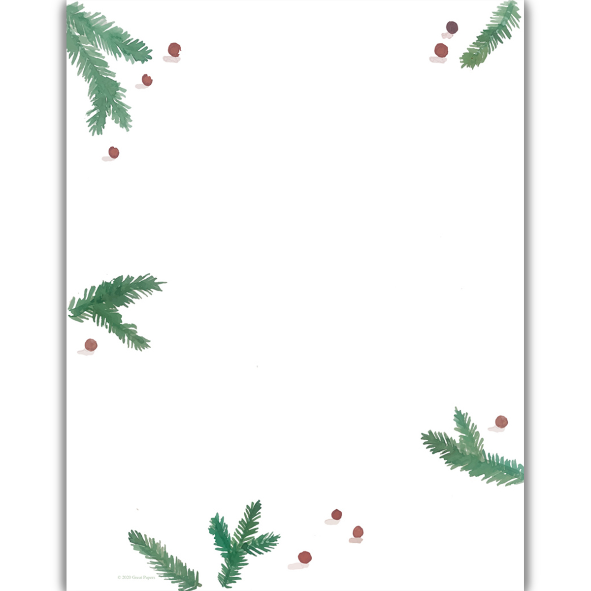 Pine And Berries Hand Illustrated Letterhead