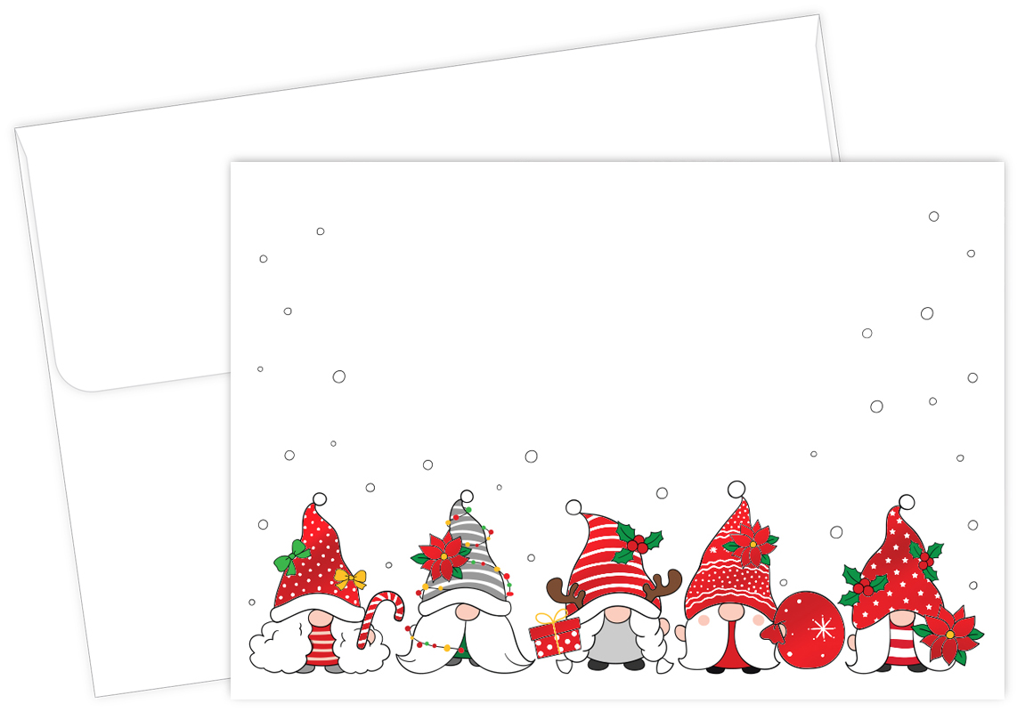 Holiday Gnome Foil Notecard, 50 CT