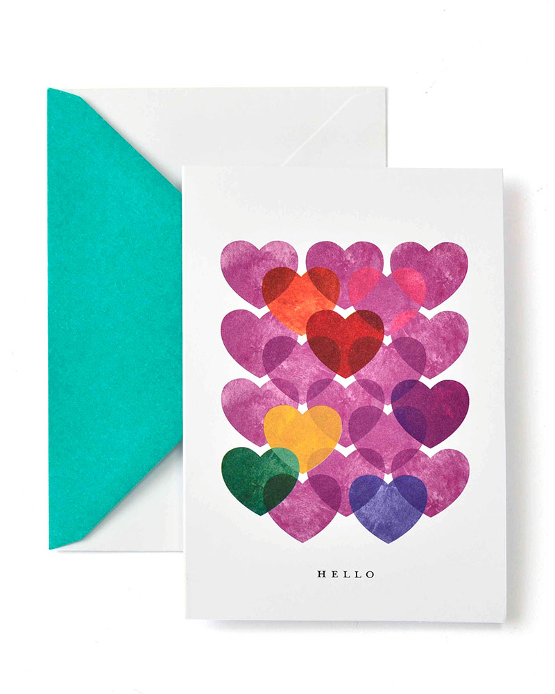 Heart Stamp Hello Note Card - 15 Count