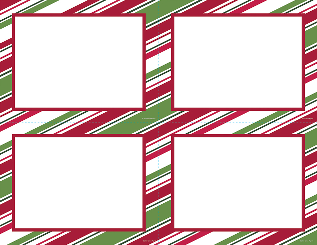Holiday Candy Cane Stripes 4 Up Postcard - 40 Count