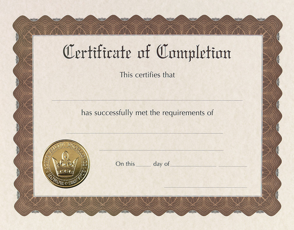 Certificate of Completion - 6 Count
