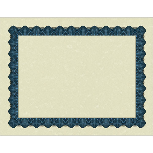 Metallic Blue Parchment Certificate - 100 Count