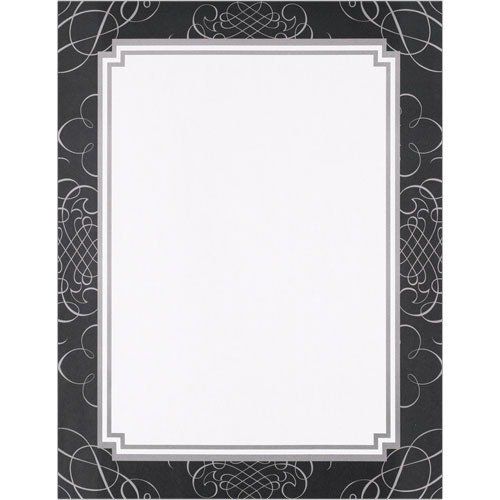 Black and Silver Scrolls Letterhead - 80 Count