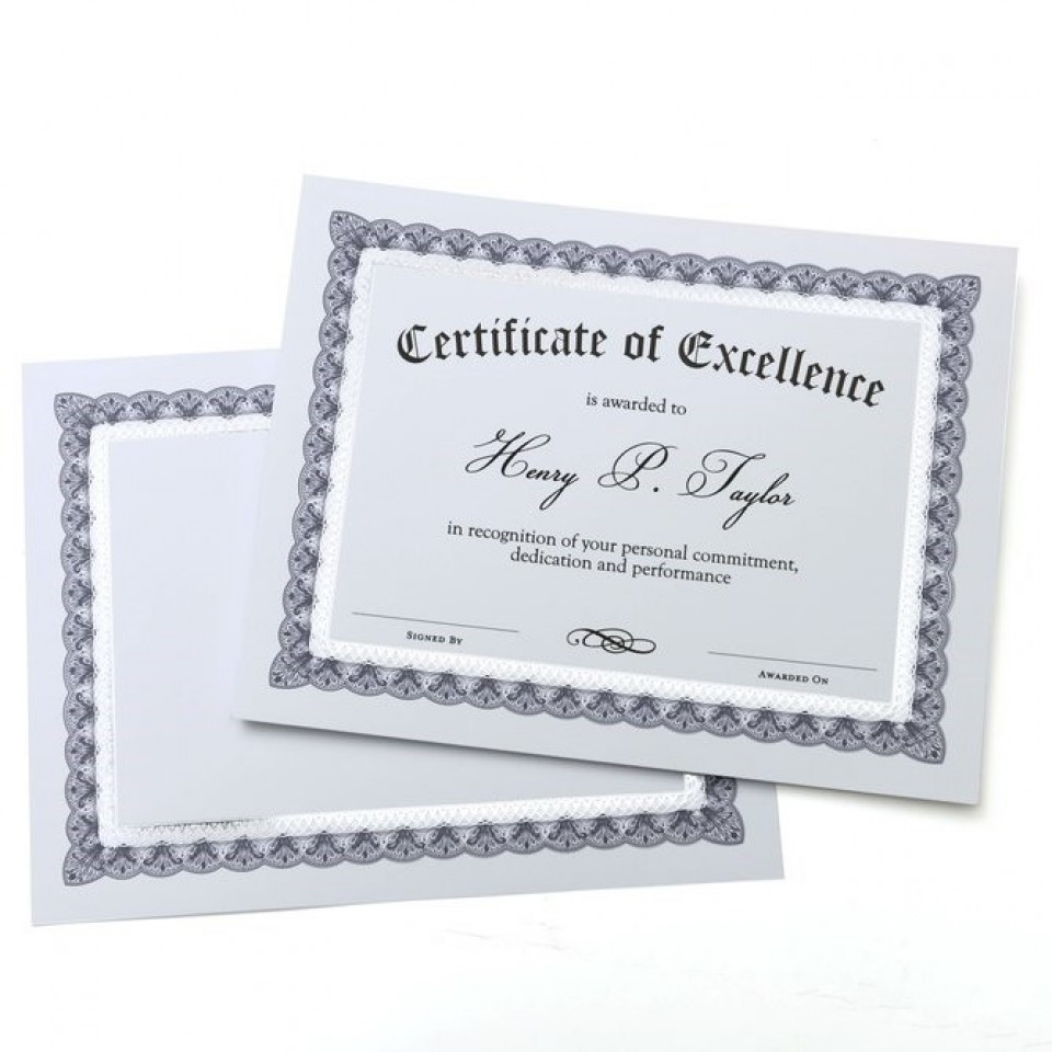 Blue & Silver Foil Certificate Paper - 75 Count